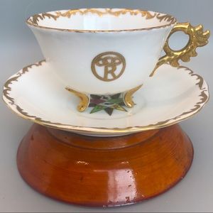 EUC Vintage Cherry Chubu Hand-painted Teacup and Saucer - Odd Fellows Rebekahs